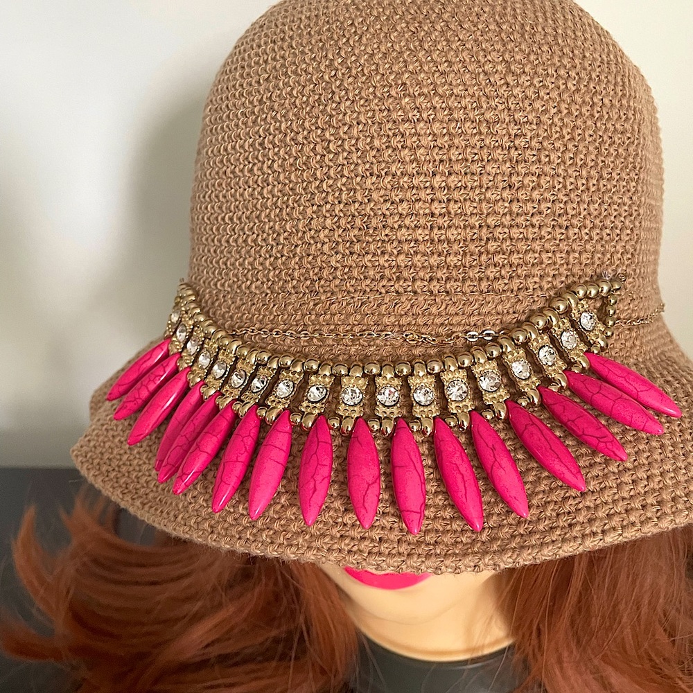 Pink and Gold Summer Beach Hat